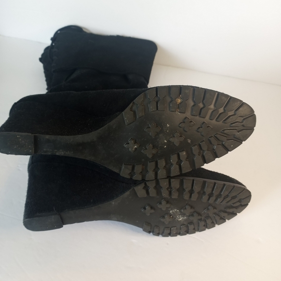 Size 8 vintage Suede Colin Stuart Wedge Leather Boots Lace Up Detail Winter Fall - Picture 9 of 16